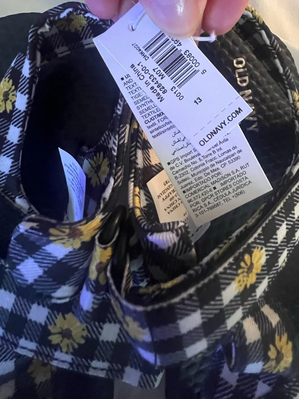 NWT Old Navy Black Gingham Sandals Yellow Floral Sunflowers